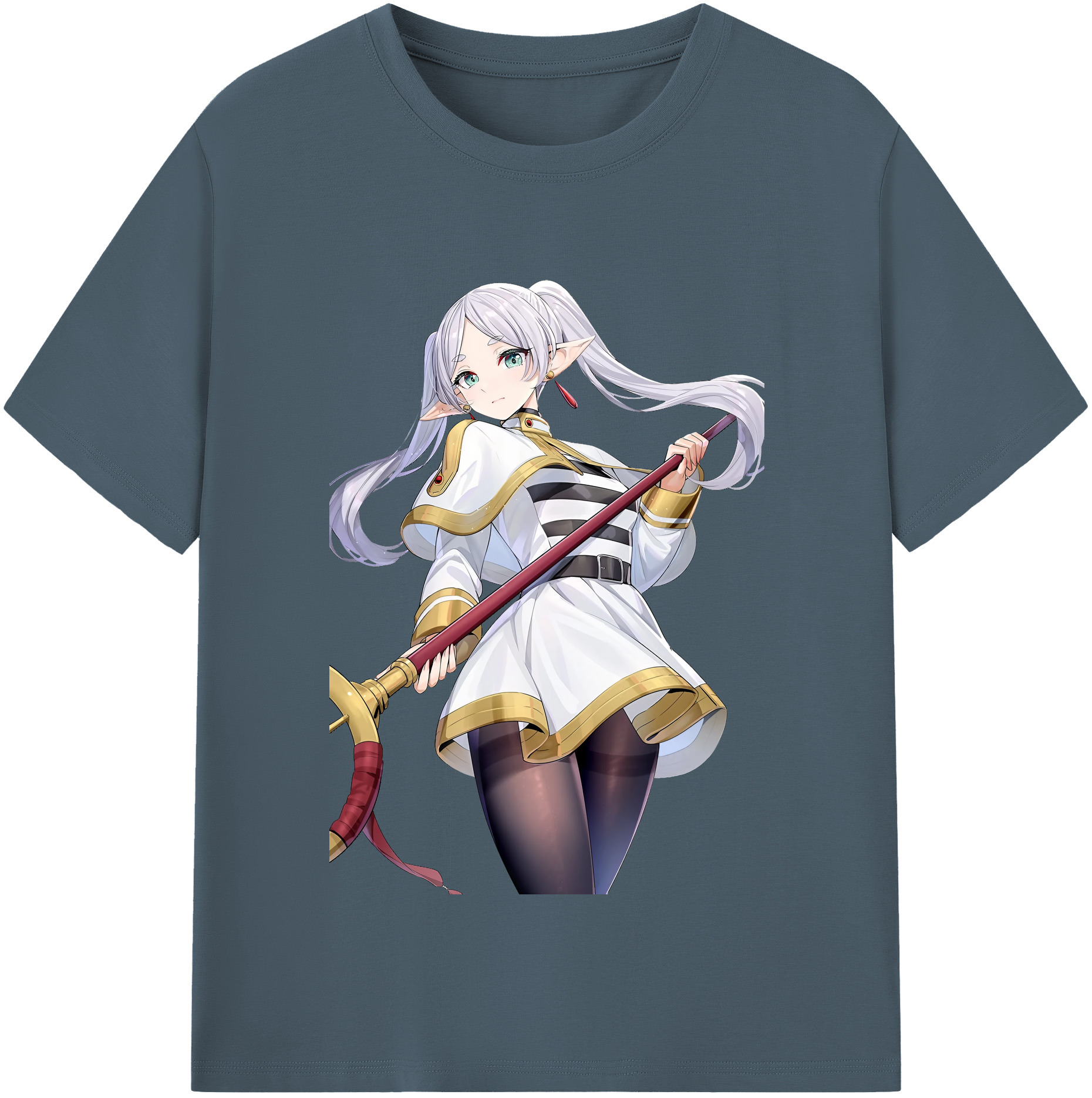 （画像用） 葬送のフリーレン Frieren 綿100％半袖Tシャツ（フロントプリント）